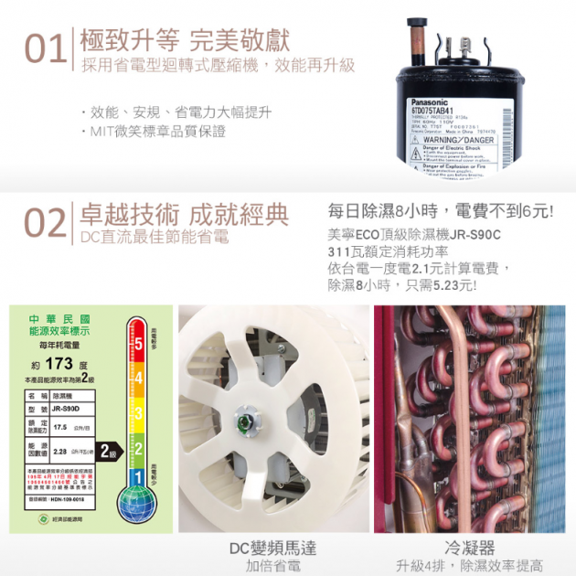 Mistral 美寧 JR-S90D 最高規格頂規ECO高效除濕機節能補助可退稅1200元