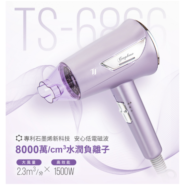 達新 石墨烯遠紅外線水潤負離子吹風機 1500W大風量 低磁 水潤負離子